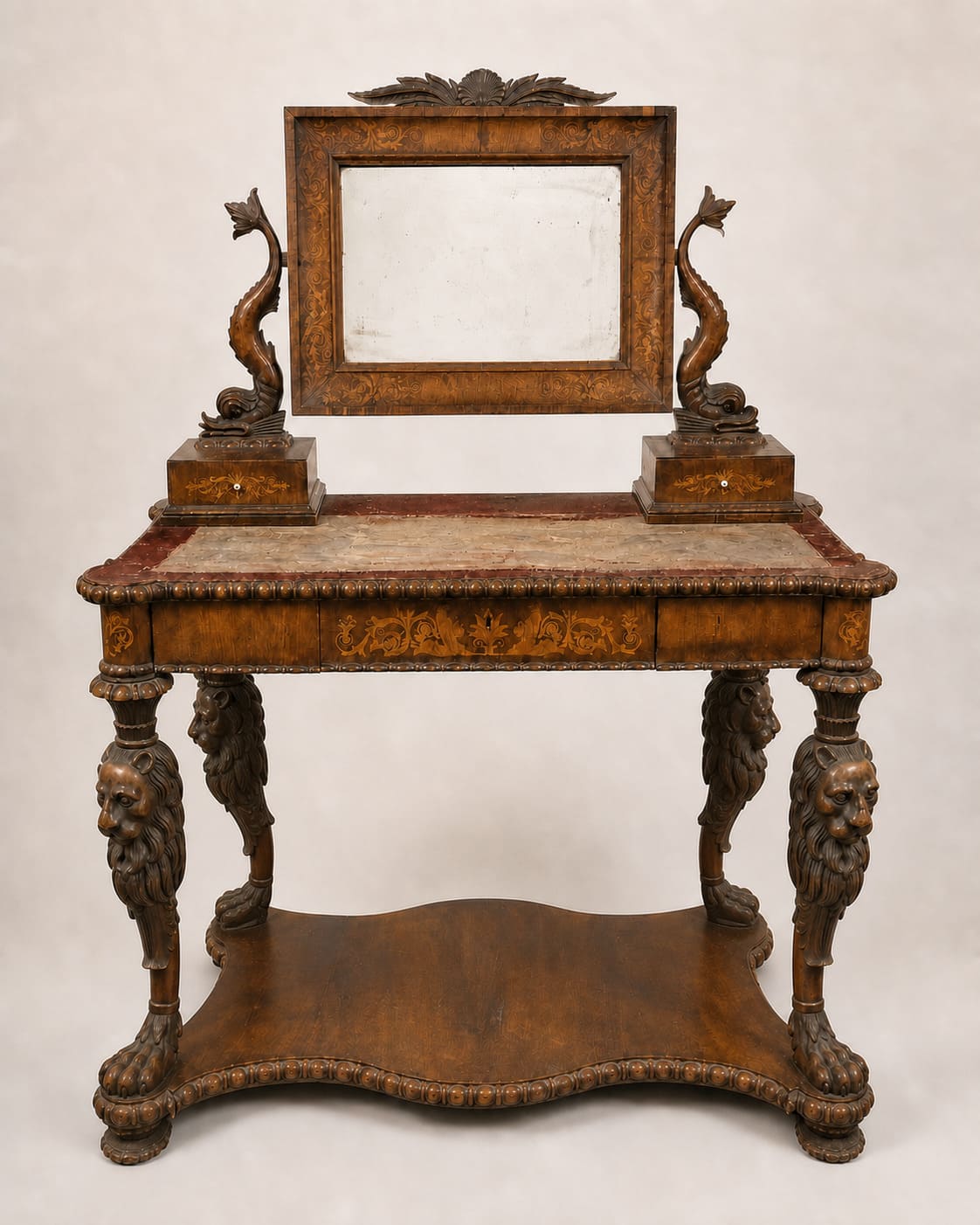 Toilette impero con intagli e intarsi XIX secolo