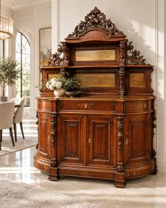 Credenza Antica con Alzata Scolpita a 4 Ante – Metà '800
